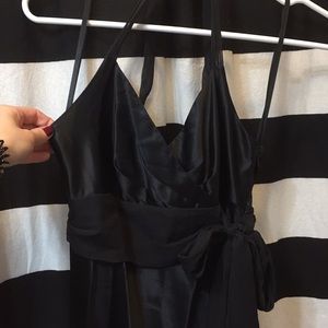 BCBG MAXAZRIA BLAKC SATIN HALTER DRESS